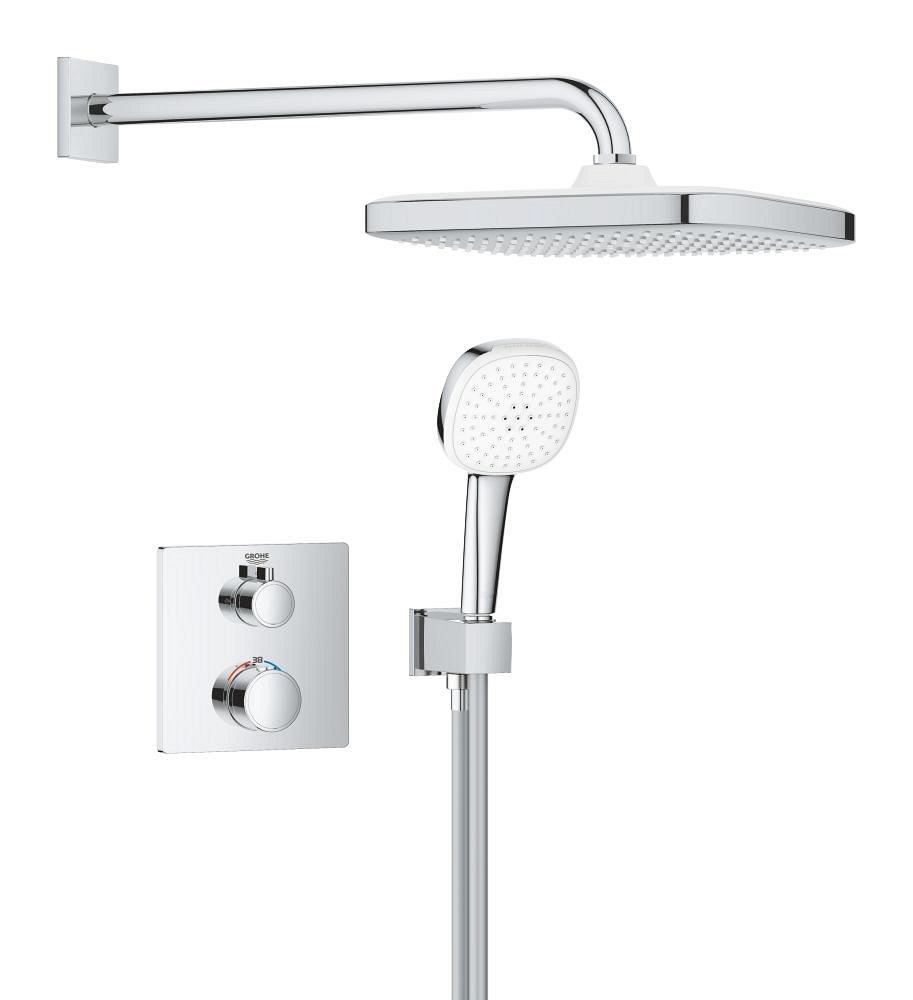 GROHE Grohtherm Concealed shower system with Tempesta 250 Cube — Chrome