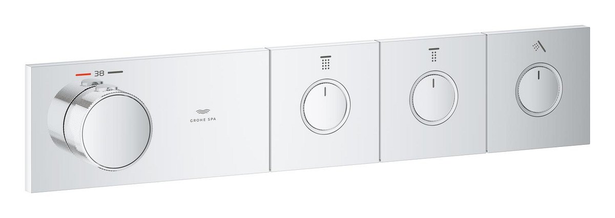 GROHE Grohtherm Aqua Tiles Thermostat for concealed installation with 3 valves — Chrome