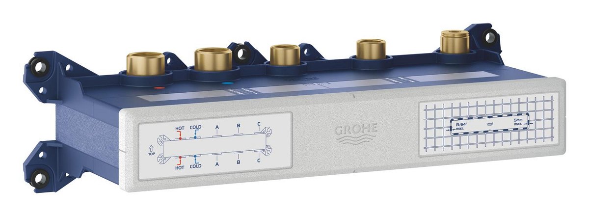 GROHE Grohtherm Aqua Tiles Thermostatic concealed installation box with 3 valves — Chrome