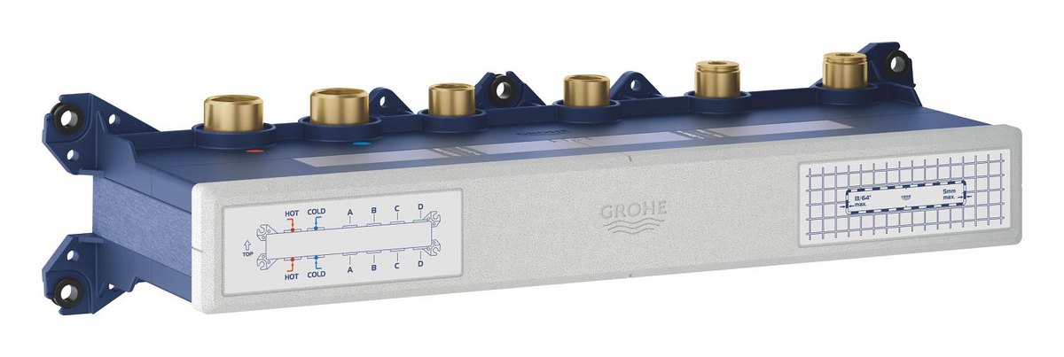 GROHE Grohtherm Aqua Tiles Thermostatic concealed installation box with 4 valves — Chrome