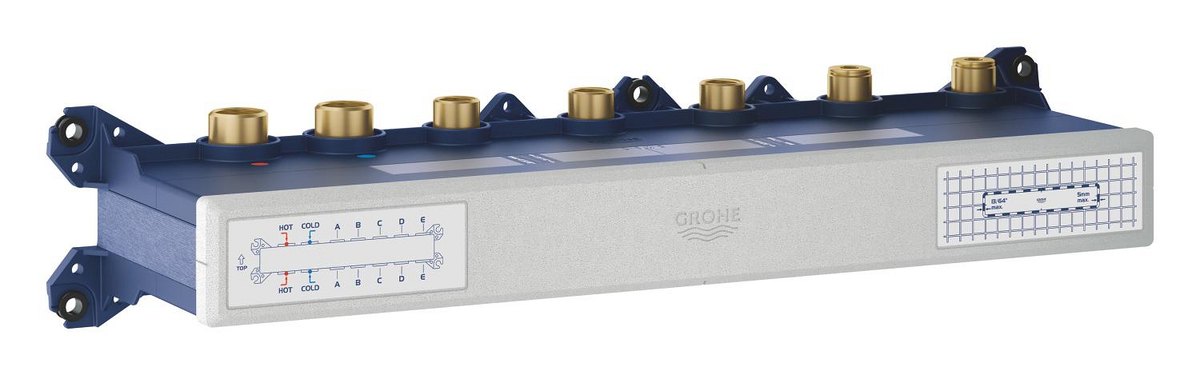 GROHE Grohtherm Aqua Tiles Thermostatic concealed installation box with 5 valves — Chrome