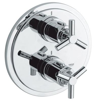 GROHE Atrio Thermostat with integrated 2 way diverter for bath or shower with more than one outlet — Chrome