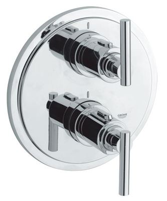 GROHE Atrio Thermostat with integrated 2 way diverter for bath or shower with more than one outlet — Chrome