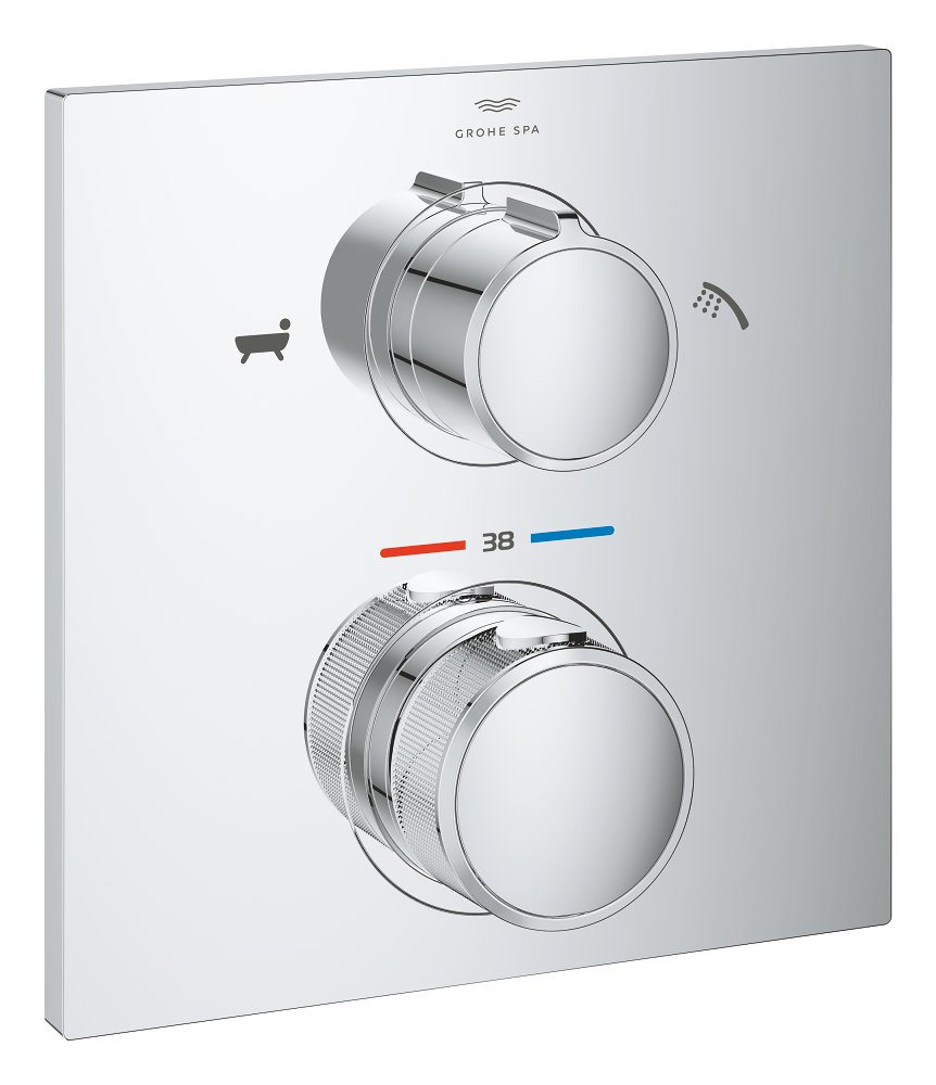 GROHE Allure Thermostat for concealed installation with 2 way diverter hand shower bath filler — Chrome