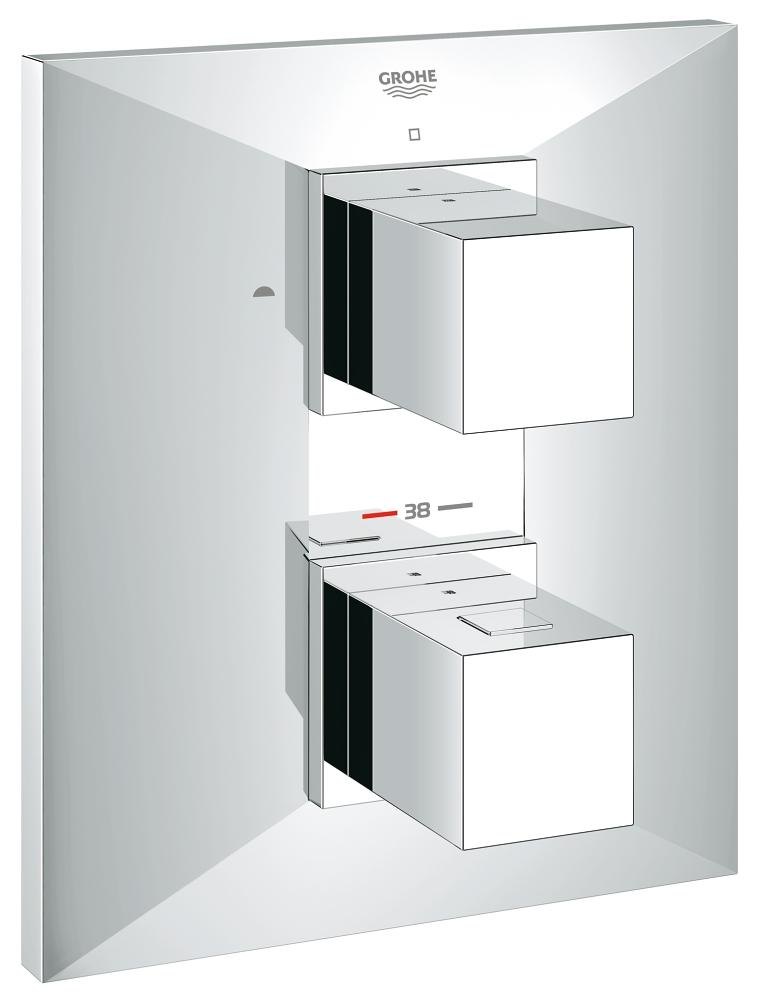 GROHE Allure Brilliant Thermostat with integrated 2 way diverter for bath or shower with more than one outlet — Chrome