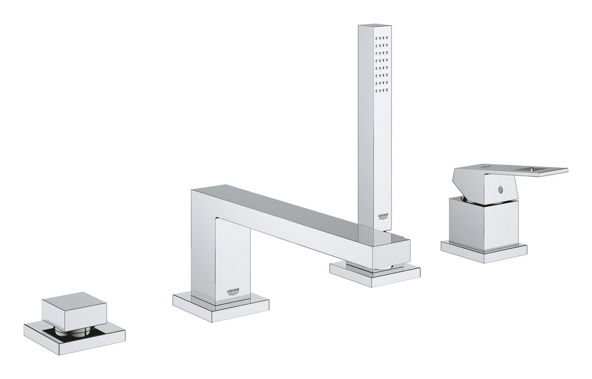 GROHE Eurocube Four hole single lever bath combination — Chrome