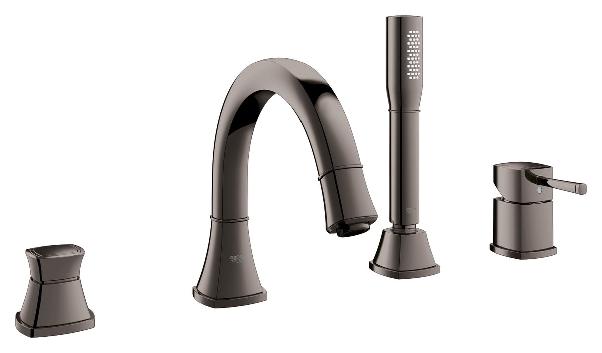 GROHE Grandera Four hole single lever bath combination — Hard Graphite
