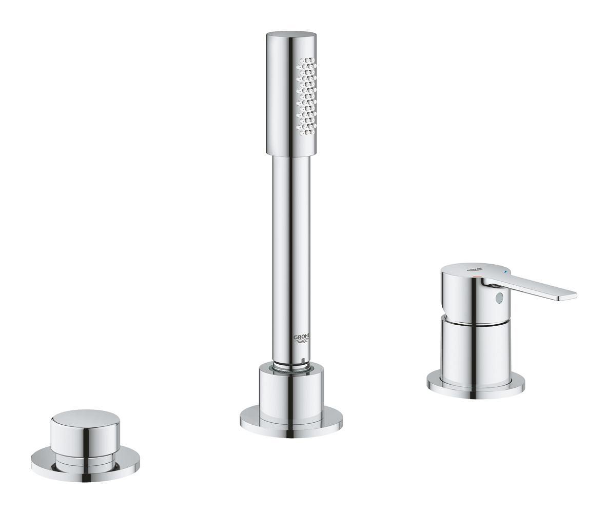 GROHE Lineare Three hole single lever bath combination — Chrome