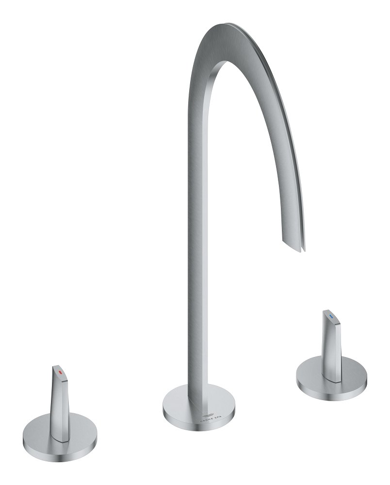 GROHE Atrio Icon 3D 3 hole deck mount basin mixer L — Stainless steel