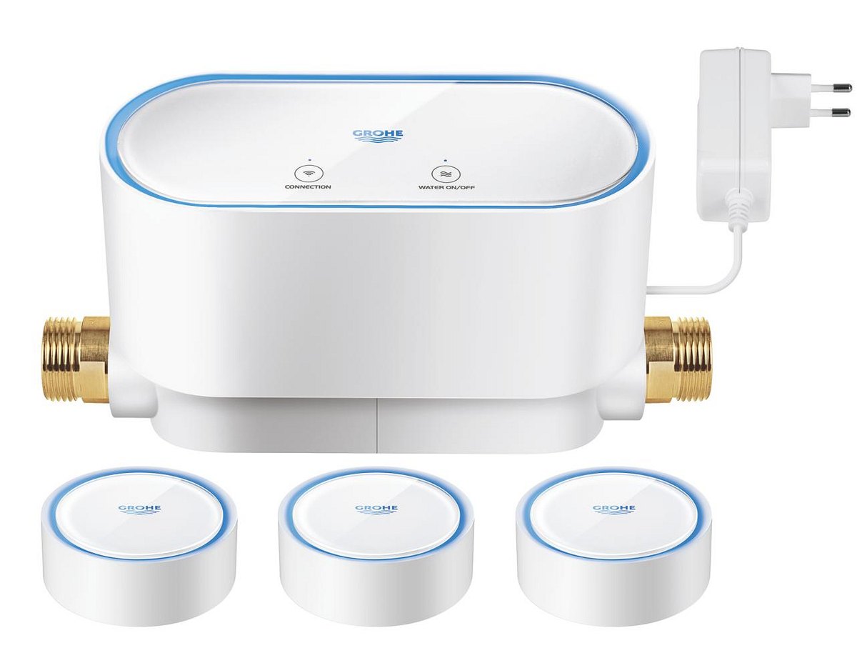 GROHE GROHE Sense kit 1 x GROHE Sense Guard smart water controller 3 x GROHE Sense smart water sensor — White