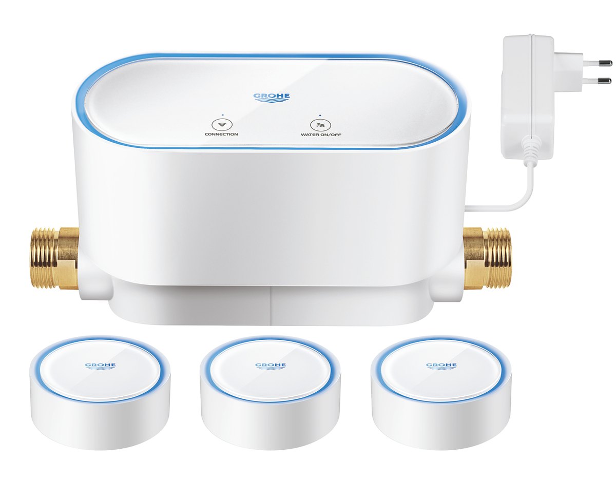 GROHE GROHE Sense kit 1 x GROHE Sense Guard smart water controller 3 x GROHE Sense smart water sensor — White