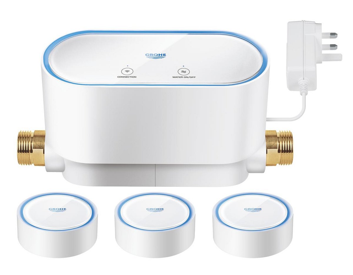 GROHE GROHE Sense kit 1 x GROHE Sense Guard smart water controller 3 x GROHE Sense smart water sensor — White