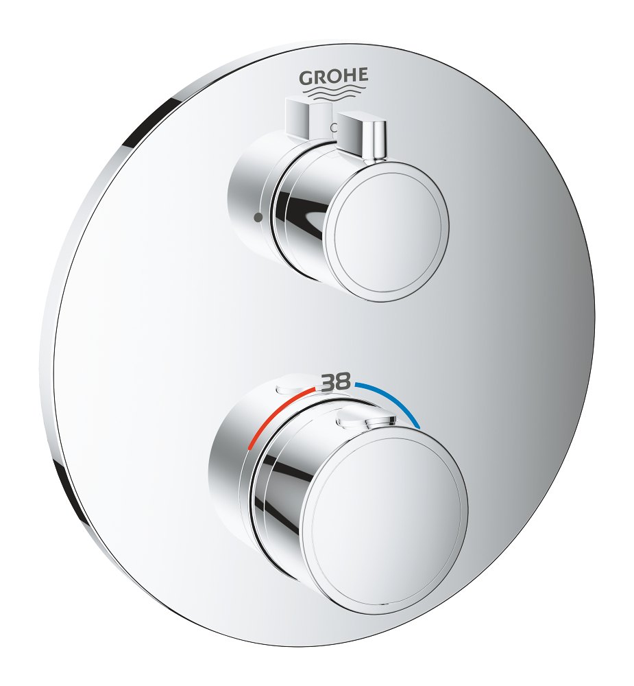 GROHE Grohtherm Thermostatic mixer for 1 outlet with shut off valve — Chrome