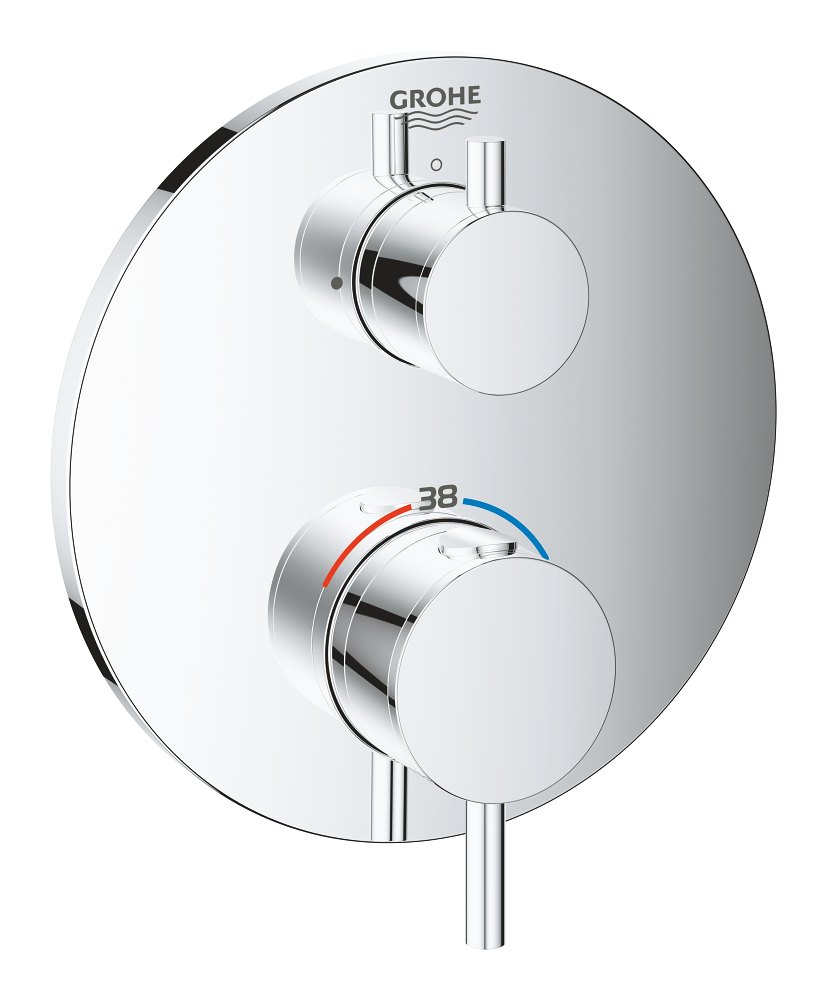 GROHE Atrio Thermostatic mixer for 1 outlet with shut off valve — Chrome