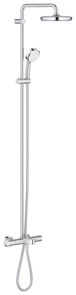 GROHE Tempesta Cosmopolitan System 210 Shower system with bath thermostat for wall mounting — Chrome