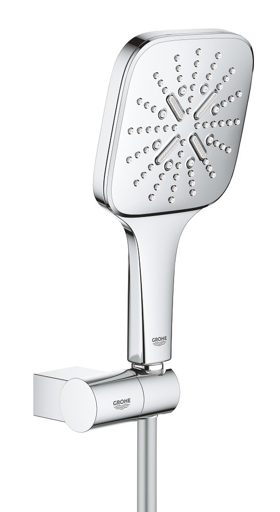 GROHE Rainshower SmartActive 130 Cube Wall holder set 3 sprays — Chrome