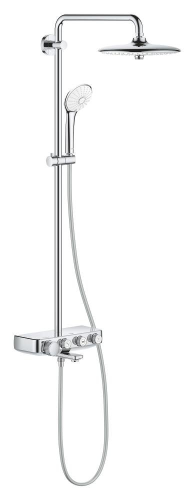 GROHE Euphoria SmartControl System 260 Shower system with bath thermostat for wall mounting — Chrome
