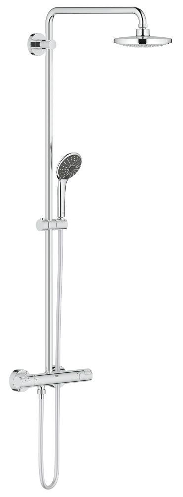 GROHE Vitalio Joy System 180 Shower system with thermostat for wall mounting — Chrome