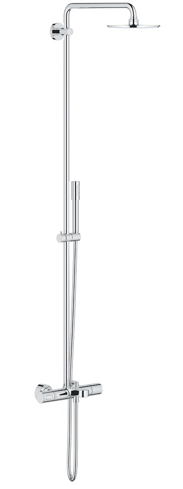 GROHE Rainshower System 210 Shower system with bath thermostat for wall mounting — Chrome