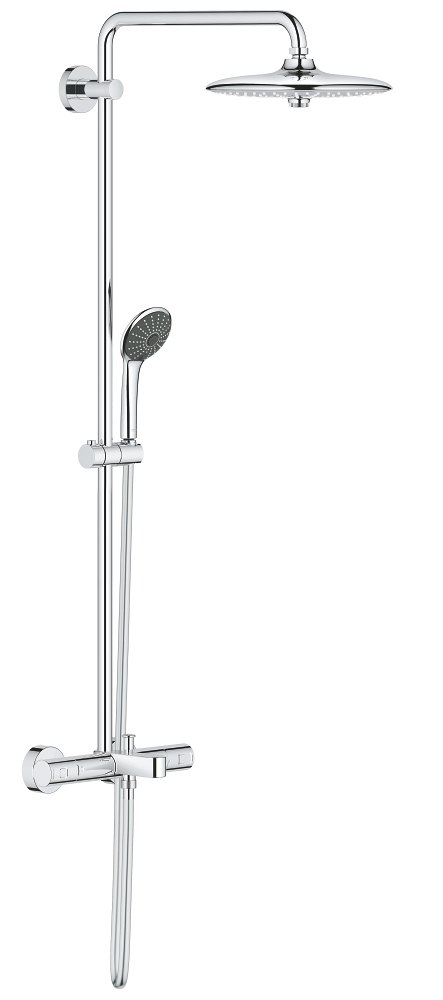 GROHE Vitalio Joy System 260 Shower system with bath thermostat for wall mounting — Chrome