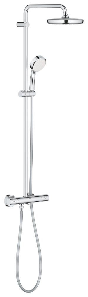 GROHE Tempesta Cosmopolitan System 210 Shower system with thermostat for wall mounting — Chrome