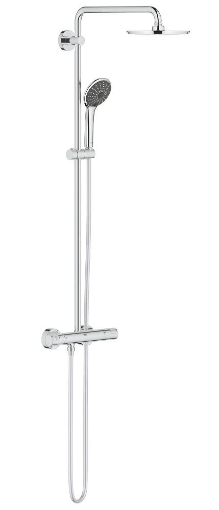 GROHE Vitalio Joy System 210 Shower system with thermostat for wall mounting — Chrome