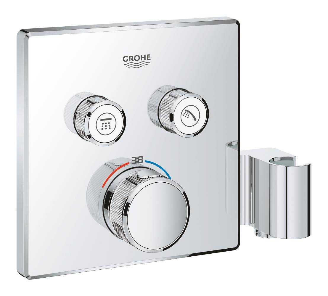 GROHE Grohtherm SmartControl Thermostat for concealed installation with 2 valves and integrated shower holder — Chrome