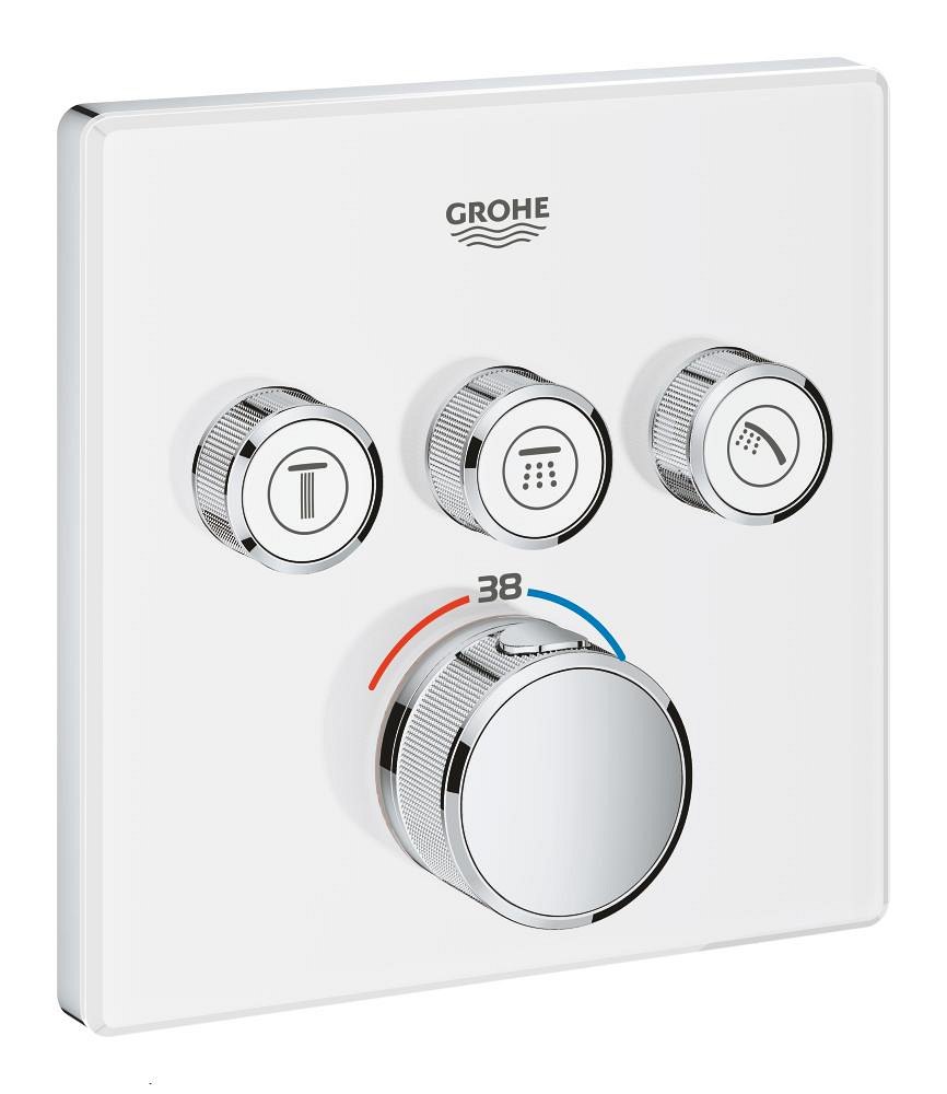 GROHE Grohtherm SmartControl Thermostat for concealed installation with 3 valves — White chrome