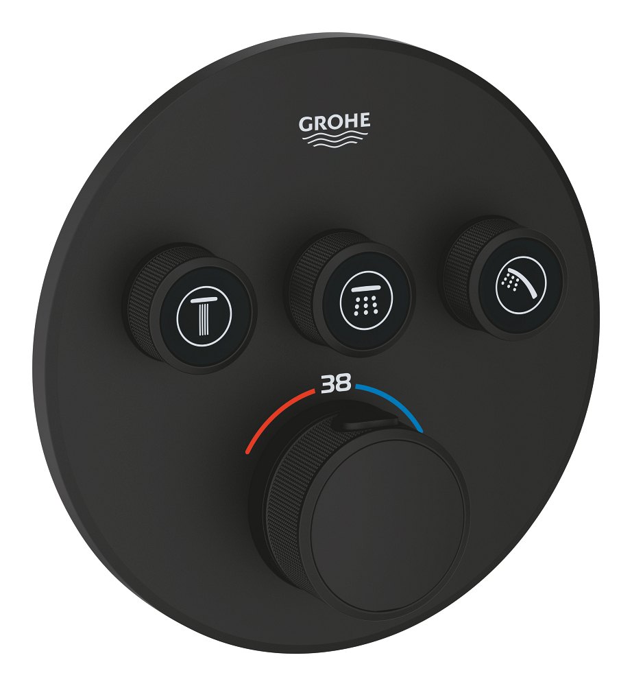 GROHE Grohtherm SmartControl Thermostat for concealed installation with 3 valves — Phantom Black