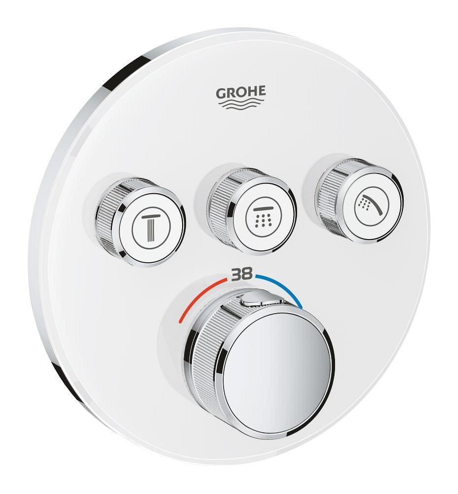 GROHE Grohtherm SmartControl Thermostat for concealed installation with 3 valves — White chrome