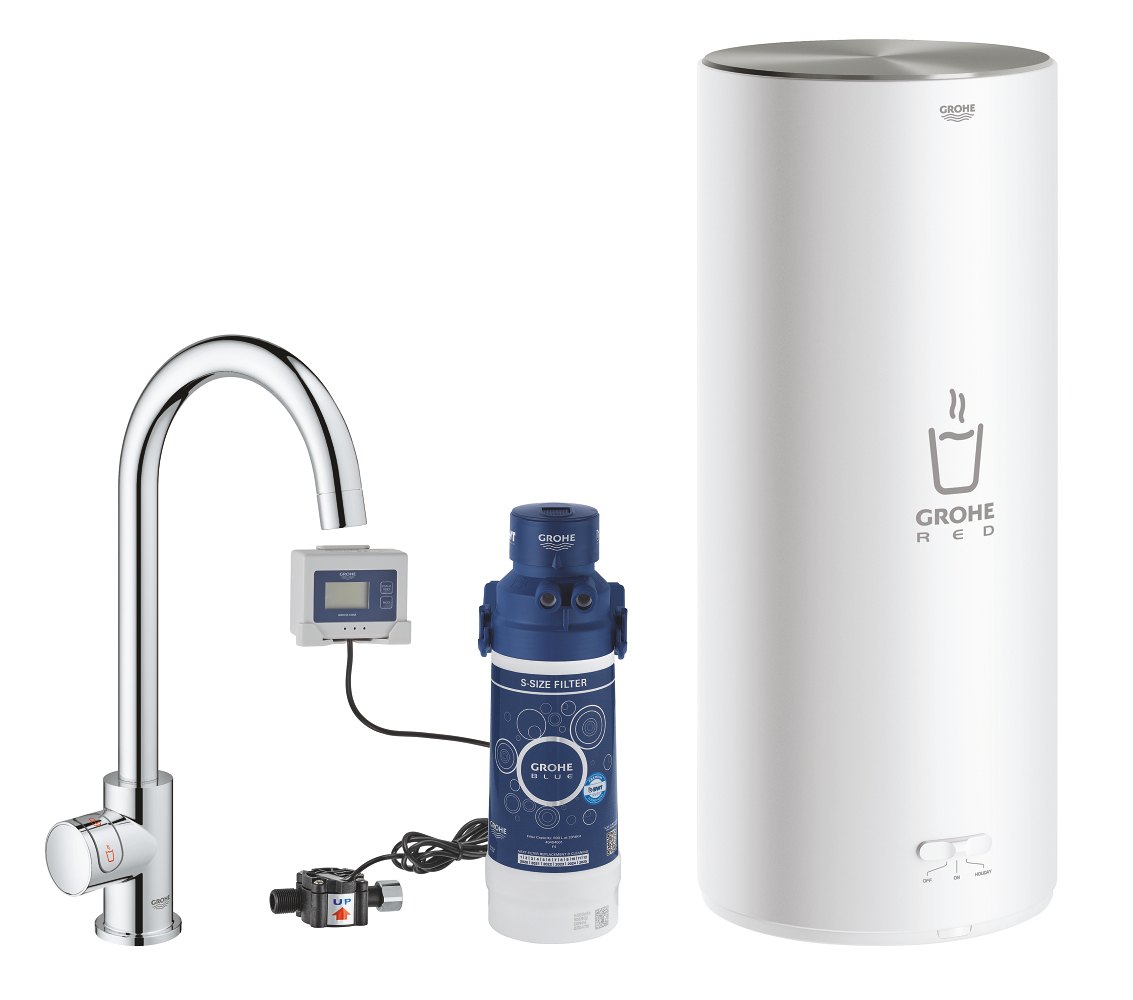 GROHE GROHE Red Mono Pillar tap and L size boiler — Chrome