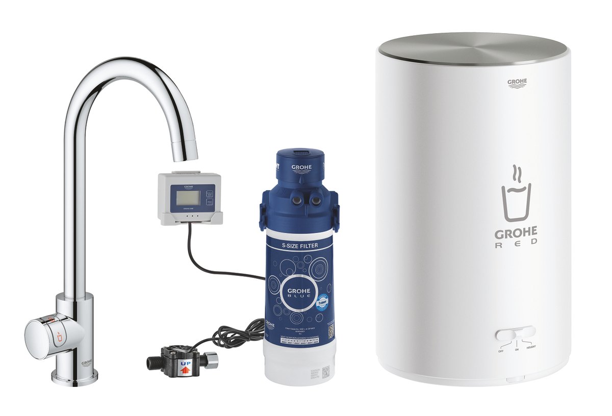 GROHE GROHE Red Mono Pillar tap and M size boiler — Chrome