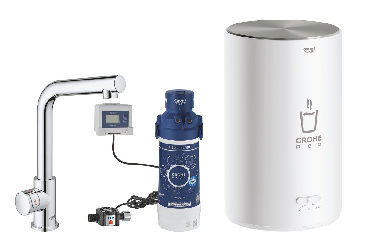 GROHE GROHE Red Mono Pillar tap and M size boiler — Chrome