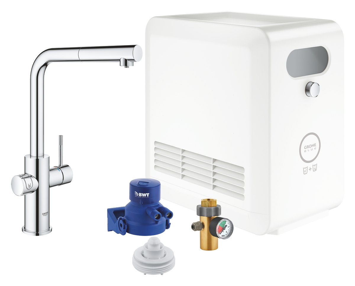 GROHE GROHE Blue Professional L spout kit with Pull Out spout — Chrome
