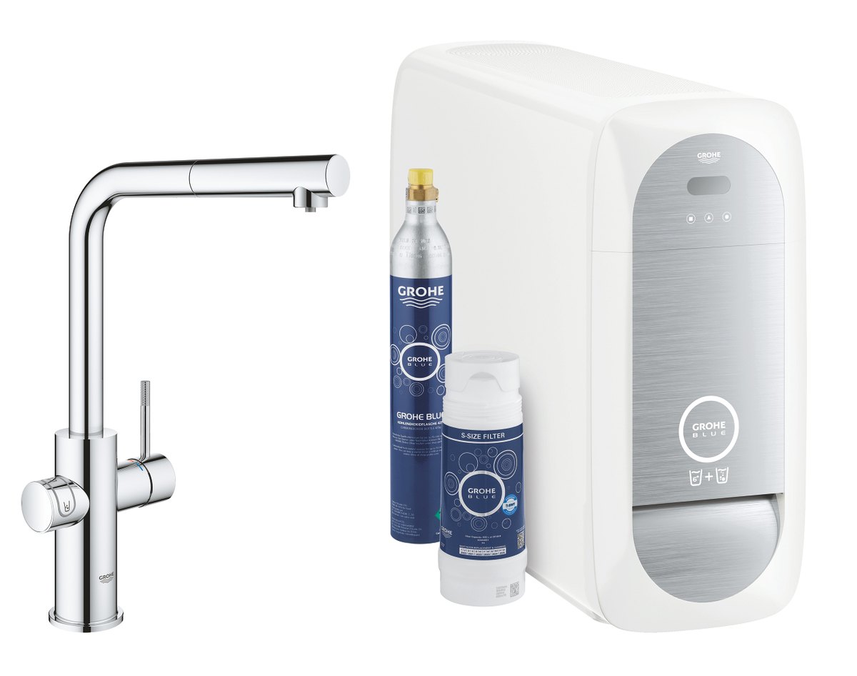 GROHE GROHE Blue Home L spout starter kit with Pull Out spout — Chrome