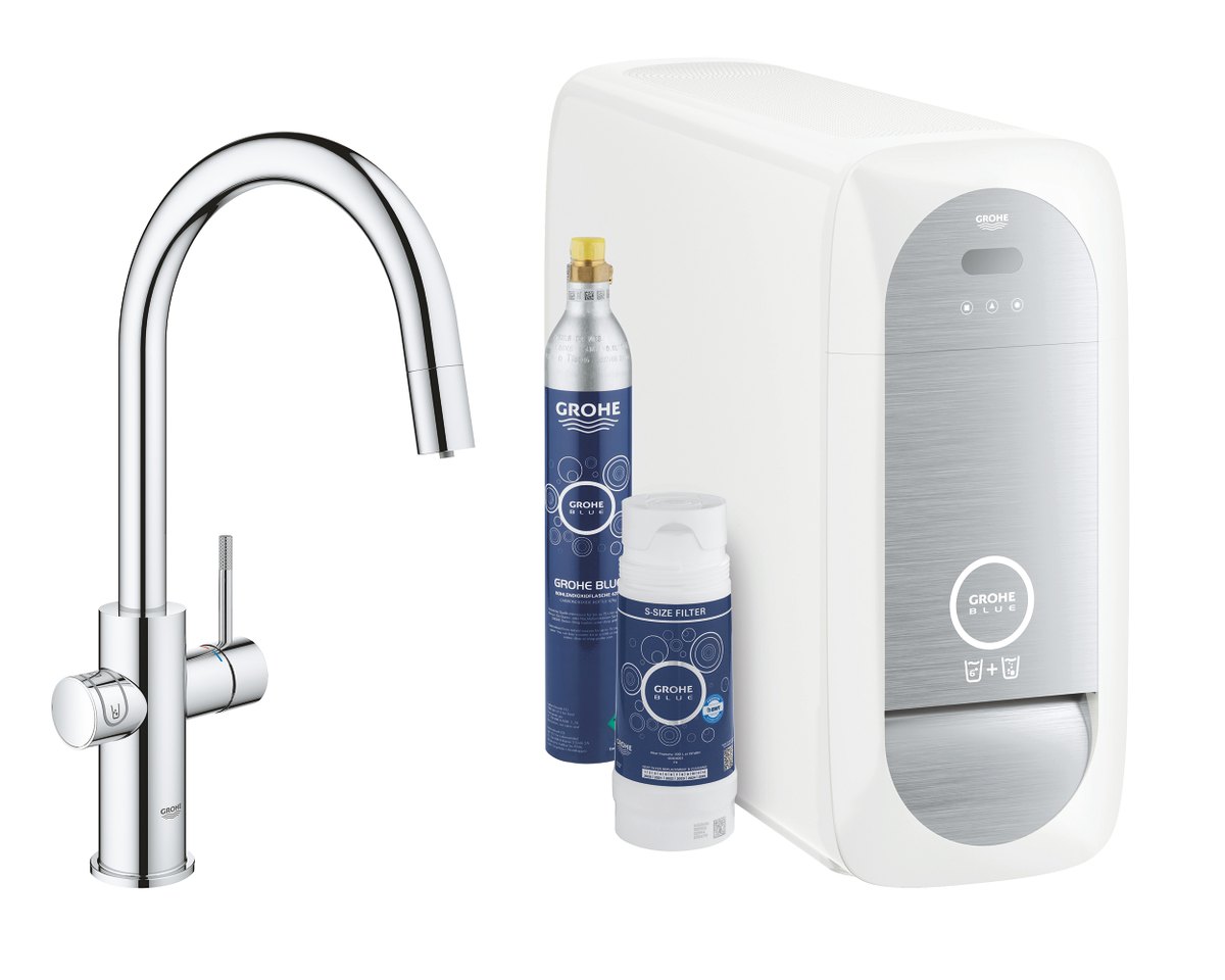 GROHE GROHE Blue Home C spout starter kit with Pull Out spout — Chrome