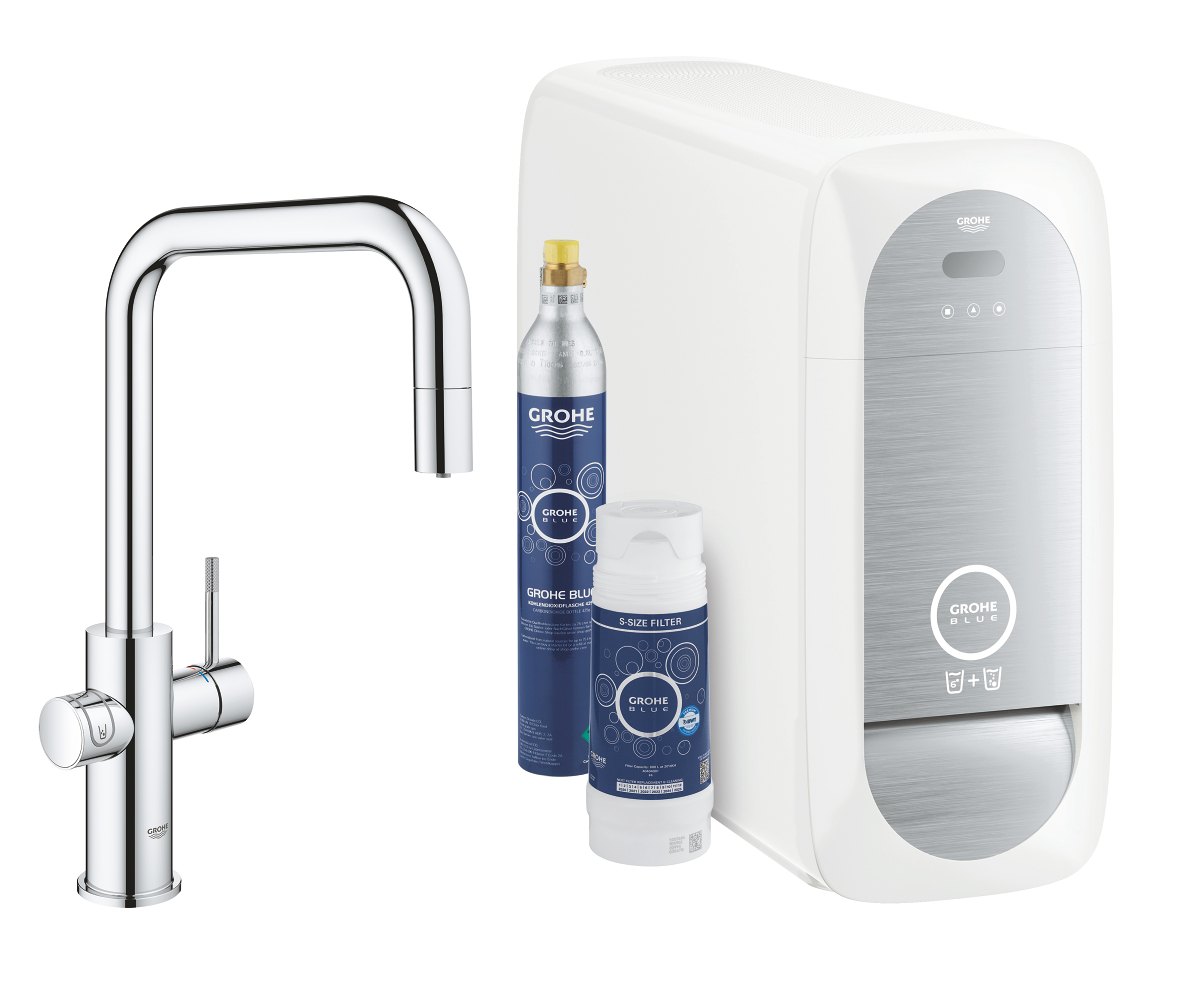 GROHE GROHE Blue Home U spout starter kit with Pull Out spout — Chrome