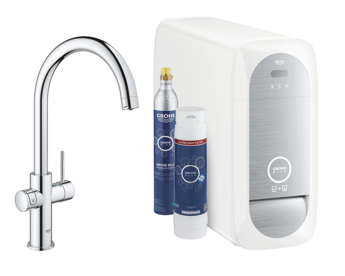 GROHE GROHE Blue Home C spout Starter kit — Chrome