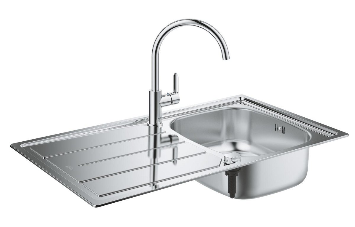 GROHE Bau Kitchen sink and tap bundle — Stainless steel