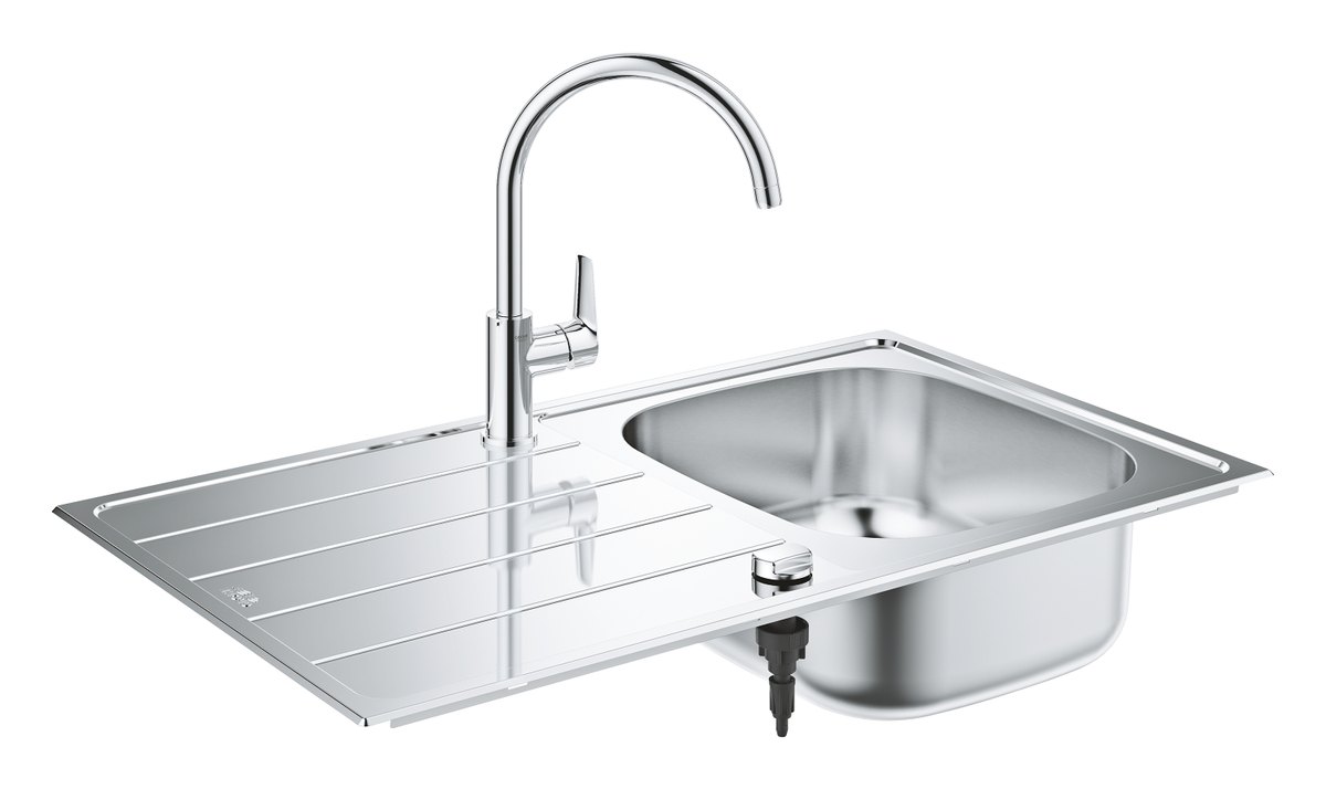 GROHE Bau Kitchen sink and tap bundle — Stainless steel
