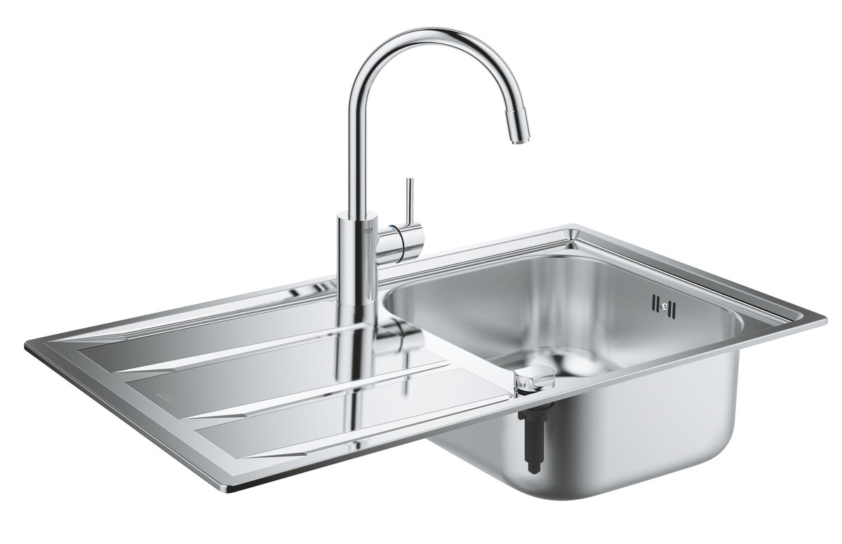 GROHE Concetto Kitchen sink and tap bundle — Stainless steel
