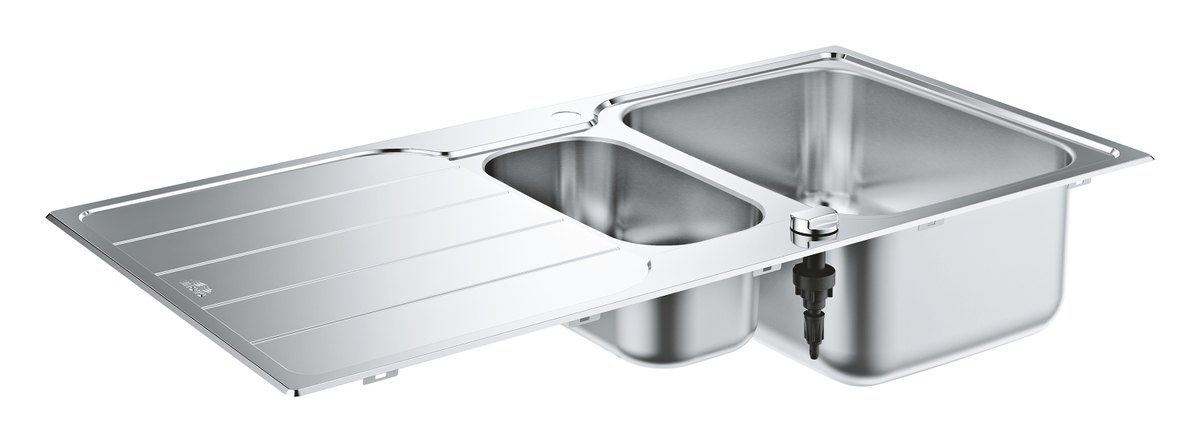 GROHE K500 Stainless steel sink with drainer — Stainless steel