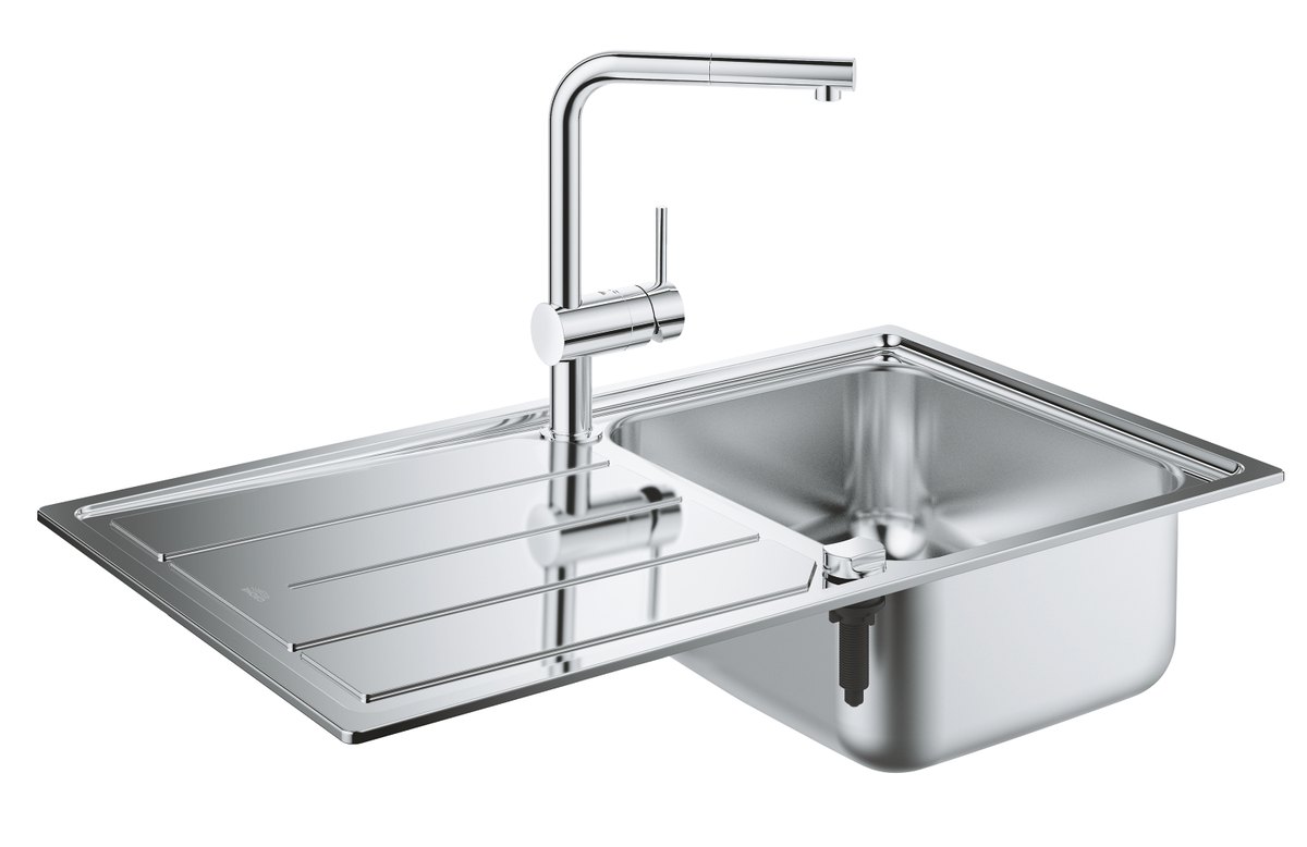 GROHE Minta Kitchen sink and tap bundle — Stainless steel