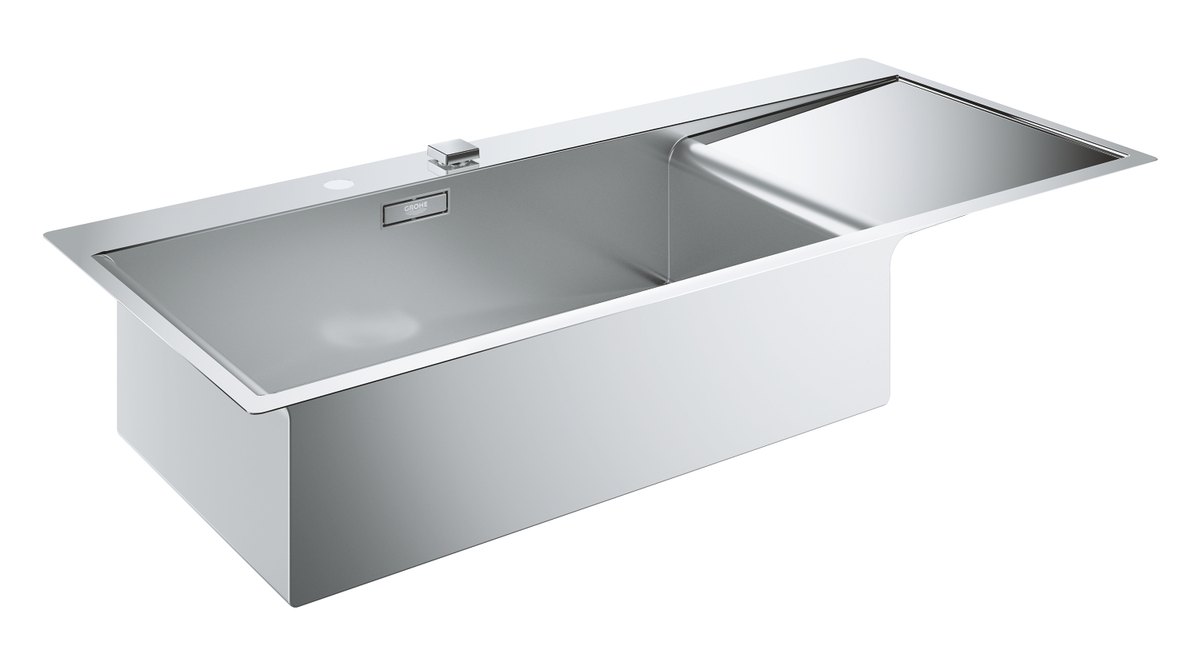GROHE K1000 Stainless steel sink with drainer — Stainless steel