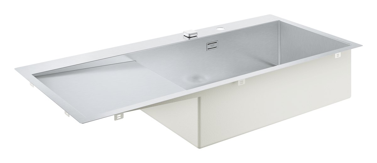 GROHE K1000 Stainless steel sink with drainer — Stainless steel