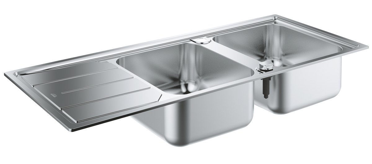 GROHE K500 Stainless steel sink with drainer — Stainless steel