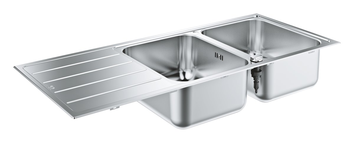 GROHE K500 Stainless steel sink with drainer — Stainless steel