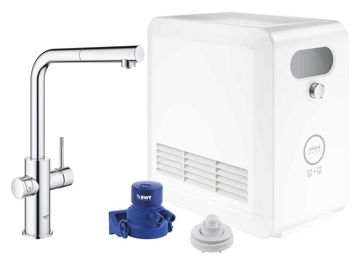 GROHE GROHE Blue Professional L spout kit with Pull Out spout — Chrome