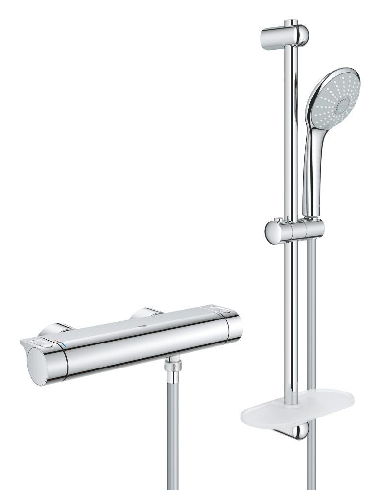 GROHE Grohtherm 2000 Thermostatic shower mixer 1/2" with shower set — Chrome
