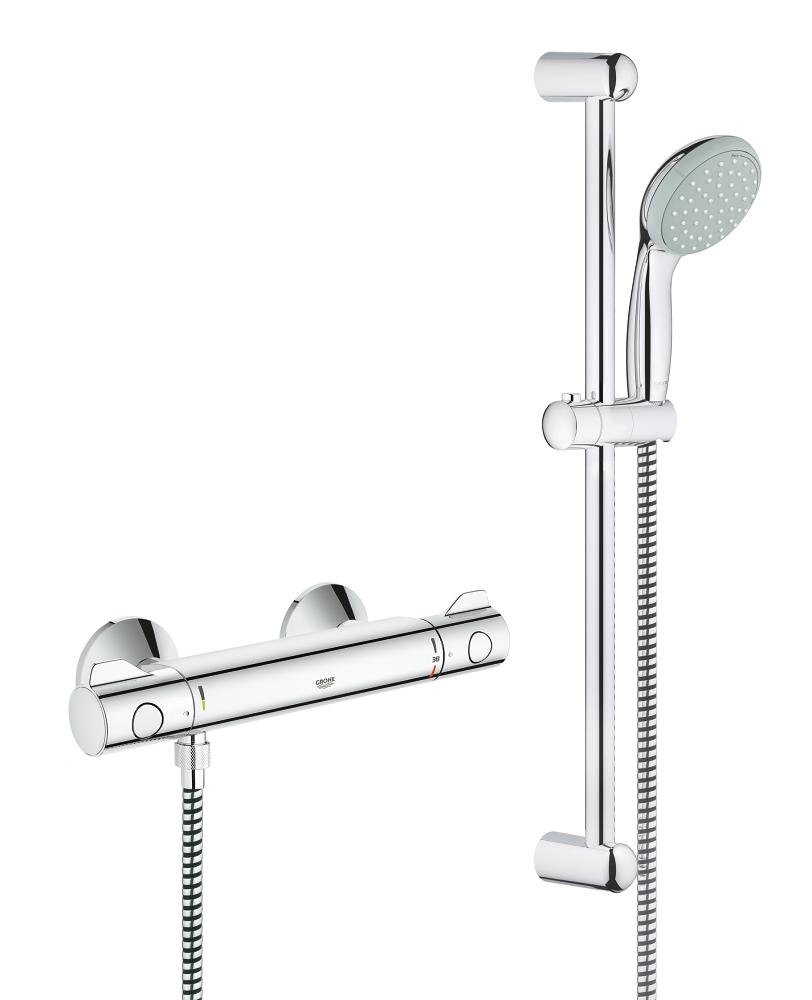 GROHE Grohtherm 800 Thermostatic shower mixer 1/2" with shower set — Chrome